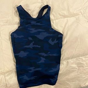 Women’s camouflage, blue, extra small tank top with built-in bra